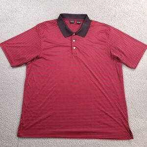 Van Heusen Sport Polo Shirt Men's XXL Red Black Striped‎ Golf